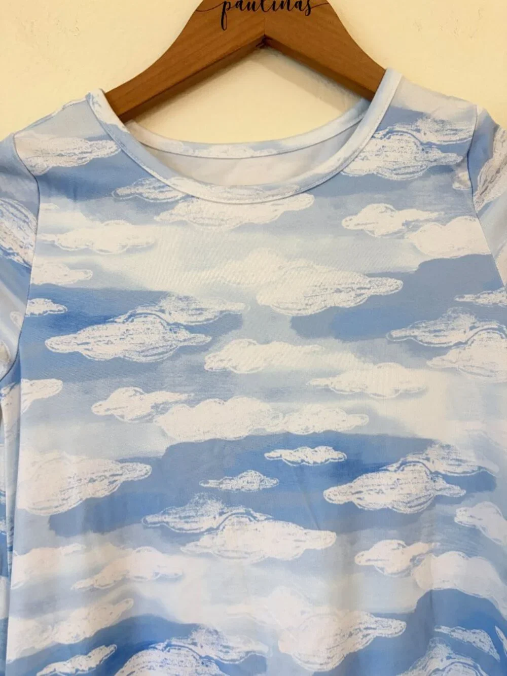 Crown Ivy Dress Girls Small Blue White Cloud Print Ruffle Hem Kids S